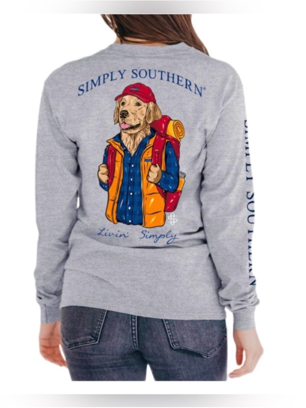 Simply Southern "Cool Dog Livin' Simply" Heather Gray Long Sleeve T-Shirt YL